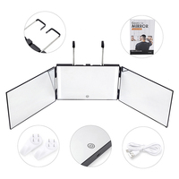 Miroir de coiffeur portable 360°, miroir à 3 voies, miroir de coupe de cheveux pliable, miroir de maquillage avec crochets télescopiques réglables en hauteur