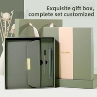 DABENYING Business Laptop A5, carnet à trois volets en PU motif litchi, ensemble coffret cadeau avec logo imprimable, haute fidélité des couleurs