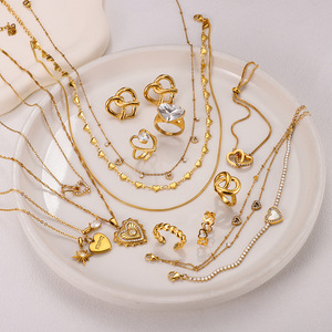 Stainless Steel Heart Jewelry <b>Set</b> For Women Valentine's Day Gift With Zircon Pendant Necklace Ring <b>Bracelet</b> Earrings - Product Image 4