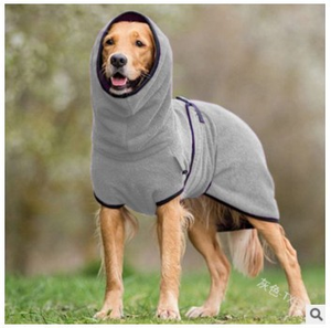 Serviette à séchage rapide pour animaux de compagnie, vêtements chauds d'hiver épais à capuche de couleur unie pour chiens - Product Image 3