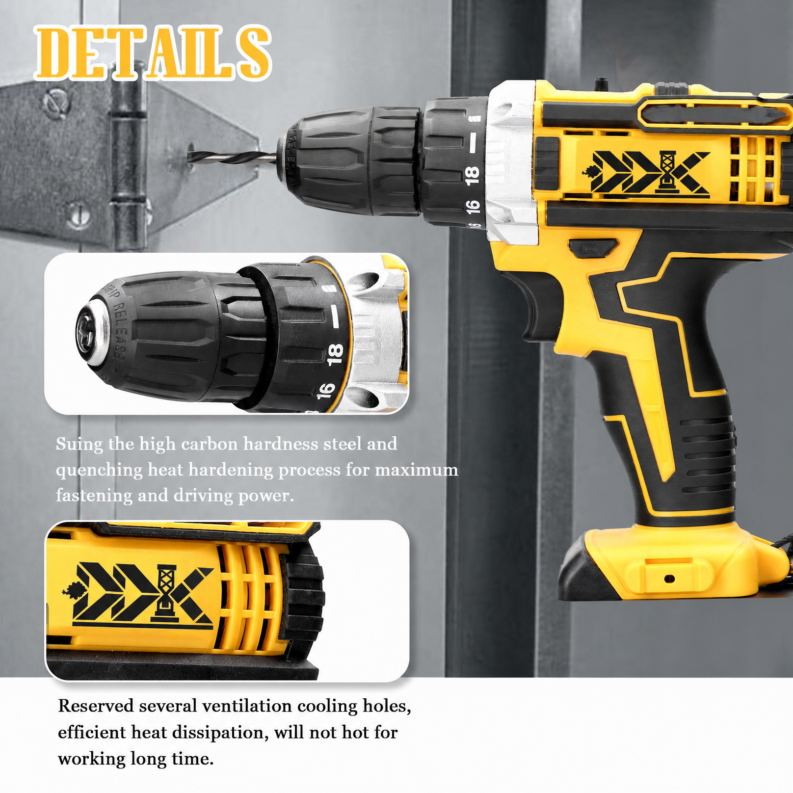 Multifunctional 21V Brushless DC Impact Drill Tool Kit Variable Speed 30Pcs Accessories 10mm Max Drilling OEM Construction · image 4