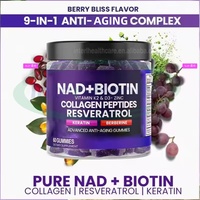 Complément Herbal Ausreson NAD+ Resvératrol Berbérine Biotine Collagène Kératine Zinc Vitamines K et D en Gummies pour Cheveux, Peau, Ongles et Articulations