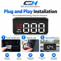 Tampilan HUD Mobil GPS+Beidou 10Hz, Sensor Cahaya Otomatis Font Besar 2.3cm, Speedometer Plug & Play Tipe-C untuk Semua Kendaraan
