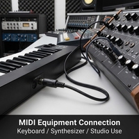 Câble MIDI DIN 5 broches mâle-mâle avec connecteur à 180 degrés, câble de connexion audio blindé, câble MIDI DIN