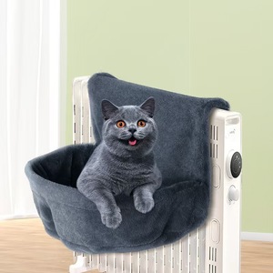 猫のハンモックベッド、ワイヤーベッドフレーム付きの暖かく居心地の良いぬいぐるみのお昼寝、窓用の猫の吊り棚、ケージ - Product Image 1