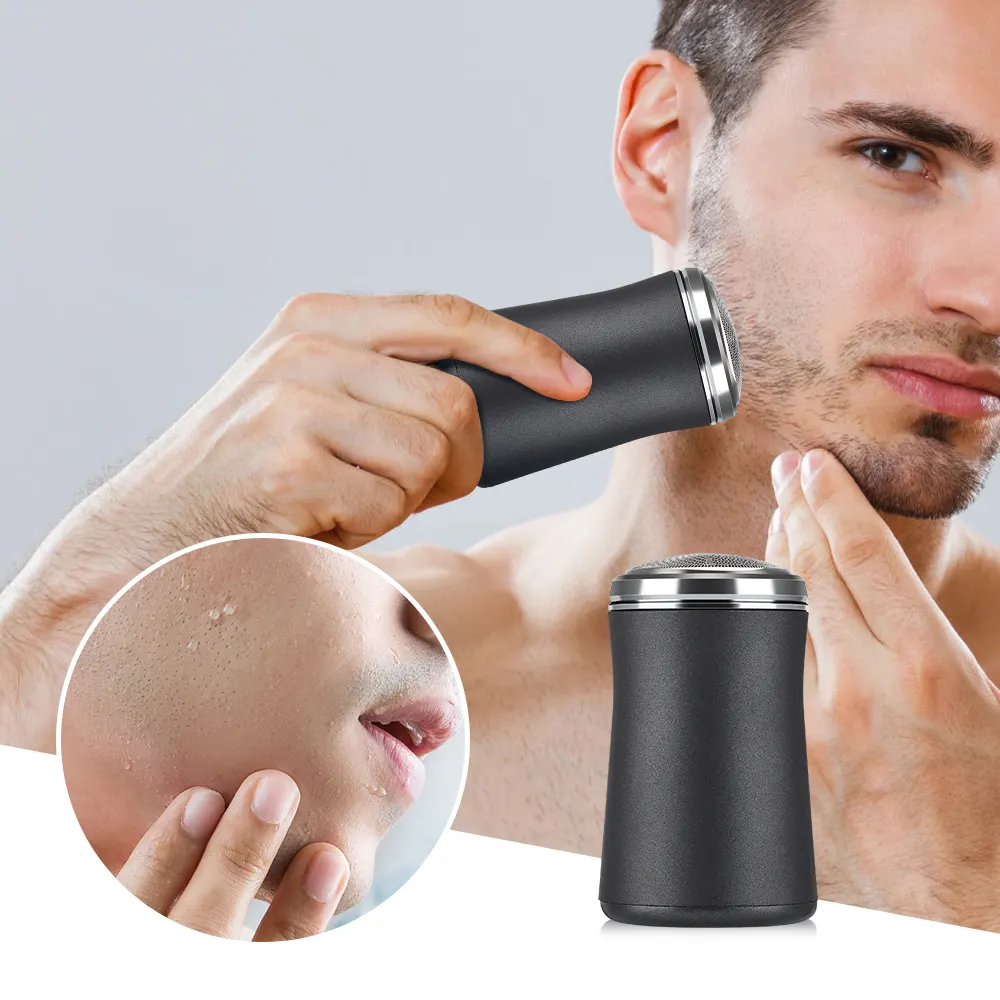 Rechargeable Men Beard Shaver Mini Pocket Size Washable Electric Razor for Men Wet Dry Dual Use