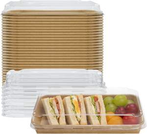 Contenants alimentaires à emporter, bols jetables de 24,4 oz (720 ml) en papier kraft avec couvercle, boîtes à emporter - Product Image 1