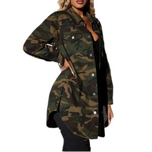 แจ็คเก็ตยีนส์ลายพรางแฟชั่นปี 2024 แจ็คเก็ตยาวสำหรับผู้หญิง แจ็คเก็ตโอเวอร์ไซส์สำหรับสุภาพสตรี - Product Image 2