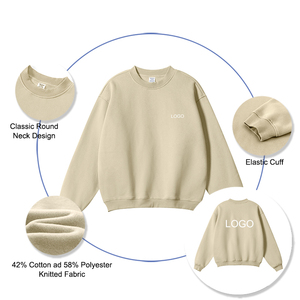 Sudaderas lisas de algodón de invierno sin capucha 345GSM Fleeced Pullover Cuello redondo con impresión digital Diseño personalizado - Product Image 2