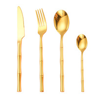 Ensemble de couverts jetables classiques en métal AES YH-BKXMY, 4 pièces, acier inoxydable 304, finition miroir, pour hôtel, restaurant, fourchette à steak, cuillère