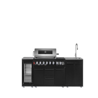 Cuisine extérieure haut de gamme, ensemble complet avec barbecue 8 brûleurs, réfrigérateur et évier, allumage électronique, certifié CE