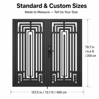 Puerta de Entrada de Aluminio con Diseño Geométrico, Estilo Art Deco, Tamaño Personalizado, Recubrimiento en Polvo Antioxidante, para Villa