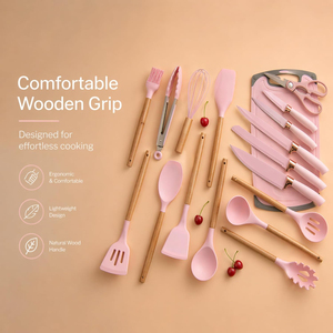 Popular 19Pcs Kitchen Utensils Set <b>Silicone</b> Spatula Ladle Cooking Utensil With Holder - Product Image 3