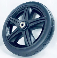 Roue de fauteuil roulant de 8 pouces, roue en plastique avec pneu en PU, roue pour équipement médical, capacité de charge de 35-40 kg, dureté du pneu 70-75A