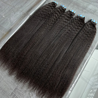 Vente en gros d'extensions de cheveux bruts avec ruban adhésif 40pcs/100gram Kinky Straight cuticule alignée ruban brésilien dans les extensions de cheveux humains