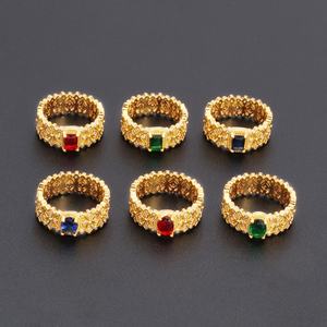 โรงงาน JXX ขายส่งแหวนทองชุบ 24k ดีไซน์หรูหรา สไตล์คลาสสิก ทำจากทองเหลือง ประดับเพชรซิร์คอน สำหรับผู้หญิง เหมาะสำหรับทำเครื่องประดับ - Product Image 1