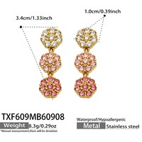 Parure de bijoux pour femme en acier inoxydable plaqué or 18 carats avec boucles d'oreilles pendantes, bracelet et collier trèfle en zircon