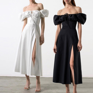 Fabricants de vêtements, vente en gros de vêtements de mode, design de vêtements sexy, robe de soirée mi-longue dos nu, robe moulante sans bretelles, couleur unie, robe de club pour femmes - Product Image 3