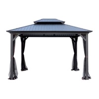 Auvent en aluminium moderne à commande bioclimatique électronique avec toit à persiennes rotatives, adapté aux balcons de jardin.