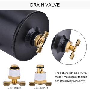 Universal 10AN Baffled Oil Catch Có Thể Thở Có Thể Bằng Van Xả Với Bộ Lọc 2 Cổng Nhôm 750ML Đen - Product Image 5