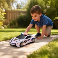 Jouet robot voiture de police recyclable, directement de l'usine, avec barre lumineuse LED, fonctionne sur piles, cadeau pour enfants