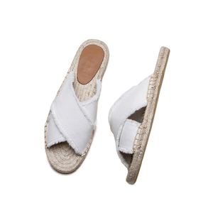Sandalias de Esparto para Mujer, Estilo Chanclas, con Punta Abierta, de Lona, con Tiras Cruzadas, Deshilachadas, Suela de Yute, Antideslizantes - Product Image 6