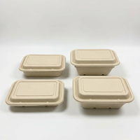Hete Aanbieding Biologisch Afbreekbare Wegwerp Lunchbox 750ml Rechthoekig Suikerriet Bagasse Magnetronbestendig Recycleerbaar Voedselcontainer Passend