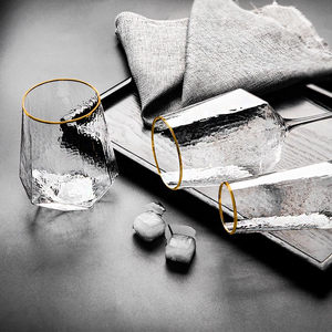 Juego de Copas de <span class=keywords><strong>Vino</strong></span> al por Mayor, Copas de <span class=keywords><strong>Vino</strong></span> Transparentes con Borde Dorado para Restaurante y Hotel - Product Image 6
