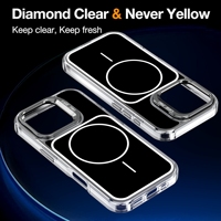 Étui de téléphone magnétique transparent avec béquille pour appareil photo, protection intégrale antichoc 360°, coque robuste pour iPhone 16 Pro