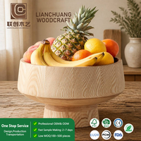 Bol à fruits en bois avec base surélevée cylindrique à grain naturel, centre de table pour comptoirs de cuisine et décoration de table à manger
