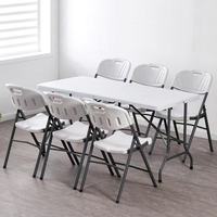 Table pliable rectangulaire en plastique imperméable à l'eau Table pliante pour banquet d'extérieur, barbecue, camping, pique-nique Table à manger en plastique blanc