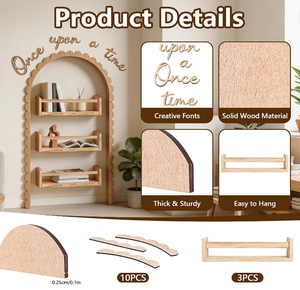 Estantería de pared de madera con diseño de arco festoneado y letrero de madera 'Once Upon a Time', estanterías de exhibición para niños para decoración de guardería y sala de juegos - Product Image 4