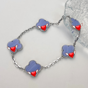 Pulsera <span class=keywords><strong>de</strong></span> <span class=keywords><strong>Cadena</strong></span> Chapada en Oro <span class=keywords><strong>de</strong></span> 18K y Plata <span class=keywords><strong>de</strong></span> Ley 925 con Flor <span class=keywords><strong>de</strong></span> Trébol <span class=keywords><strong>de</strong></span> Cuatro Hojas <span class=keywords><strong>de</strong></span> Madreperla, Pulsera Romántica para Mujer, Regalo - Product Image 6