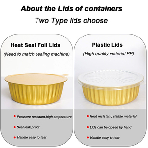 Dùng Một Lần Đầy Màu Sắc Mịn Tường Vàng Nhôm Lá <span class=keywords><strong>Container</strong></span> Vòng Lớn Lá Nướng Chảo Thực Phẩm Niêm Phong Takeaway Khay Có Nắp Đậy - Product Image 4