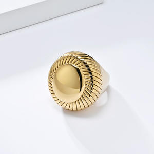 Geometric Titanium Steel <b>Ring</b> Gold Plated Women's Fashion Jewelry Party <b>Statement</b> <b>Ring</b> K R968 - Product Image 3