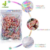 Sacs holographiques transparents, personnalisés d'un côté, petits sacs en Mylar à fermeture éclaire