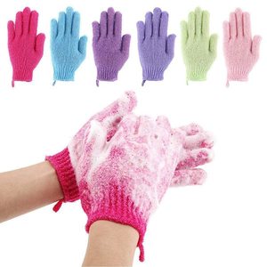 Gants de bain à cinq doigts certifiés écologiques, éponge exfoliante en nylon pour la peau, épaissie, pour usage quotidien, brosse exfoliante pour le corps, utilisation spa - Product Image 1