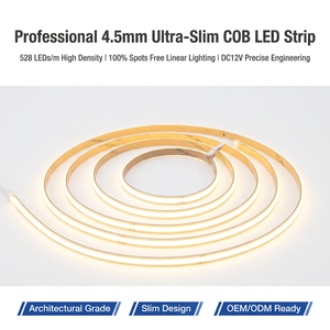 Mini bande lumineuse LED COB de 4,5 mm de largeur, 12V, 528 LED/m, sans points, flexible, avec ruban adhésif 3M pour l'éclairage des meubles - Product Image 6