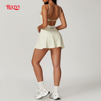 Robe de sport rembourrée respirante unie pour femme, anti-exposition, dos nu, pour tennis et golf, avec soutien-gorge intégré, tenue athlétique d'été