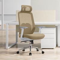 Chaise de bureau ergonomique moderne kaki avec dossier en maille respirante et pivotant, support 2D, pour tâches de bureau et réceptions