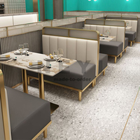 Table de café de Restaurant en marbre à usage commercial moderne classique Table à manger à base de métal avec plateau en marbre italien carré pour Restaurant