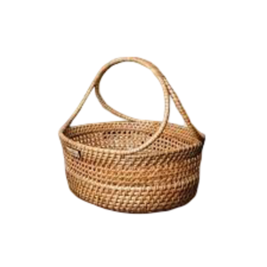 Panier de rangement en rotin tressé de style pastoral en bois naturel, panier à fruits pour pique-nique transfrontalier, matériau en osier durable - Product Image 4