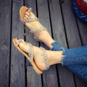 Drioshipping Sandales à perles Chaussures d'été pour femmes Sandales plates à perles faites à la main pour femmes et dames - Product Image 3