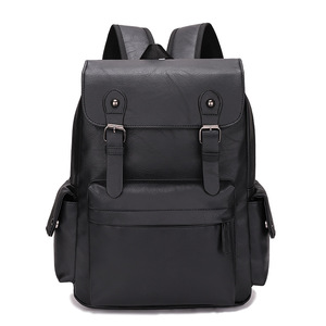 Retro Men's PU <b>Backpack</b> Dark <b>Brown</b> Medium Size Covered Bag For Business Casual Outdoor Use - Product Image 5