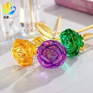 คริสตัลโรสออร์นาเมนต์รูปทรงแปดเหลี่ยมสีสันสดใสตกแต่งบ้านของขวัญสำหรับคู่รักแฟนภรรยาวันเกิดคริสตัลหัตถกรรม - Product Image 4