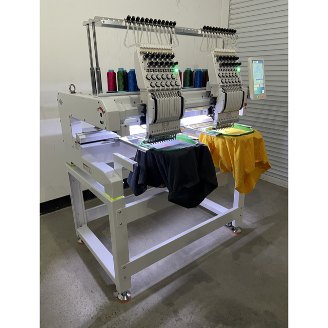 DDP 2 Head 12 Needles Embroidery Machine Flat Hat T-shirt Hat Commercial Custom logo Computerized Embroidery Machine