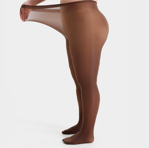 BT01006 Collant Plus Size Marrone Color Carne 40D Durevoli Antiscivolo Trasparenti a Vita a T per Adulti, Capacità 200 Libbre - Product Image 2