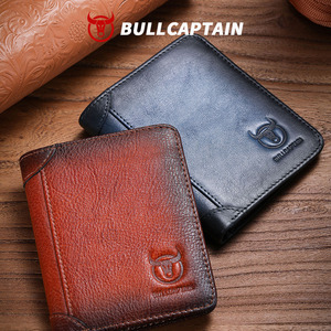 Portefeuille en cuir unisexe BULLCAPTAIN, RFID, pliable, ultra-fin, petit sac à main, fenêtre photo, rangement pour cartes d'identité, compact pour les trajets domicile-travail - Product Image 4