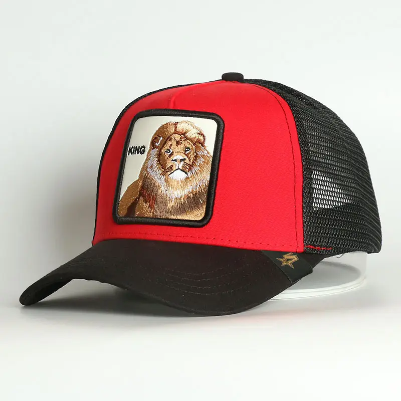 Custom Oem Brand Cap Embroidered King Lion Cap Animal Logo Mesh Trucker Hat  - Buy Animal Cap Hat,Brand Cap Hat,King Mesh Cap Hat Product on 