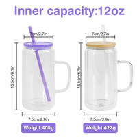 Gobelet en verre borosilicate haute qualité 16oz ZB Wholesale Custom USA, double paroi, anti-fuite, avec trou pour paille, sublimation, thème Noël, effet boule à neige